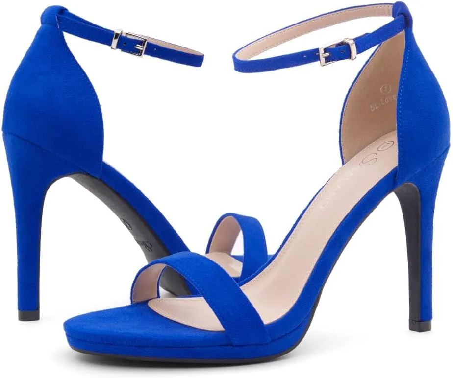 Shoe Land Women’s High Heels – Open Toe Stiletto Heels with Adjustable Ankle Strap | Dressy Sexy Strappy Heeled Sandals for Wedding, Prom, Party & Evening Wear