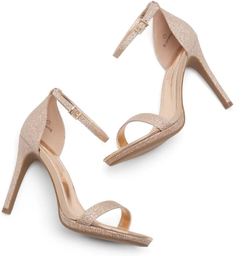Shoe Land Women’s High Heels – Open Toe Stiletto Heels with Adjustable Ankle Strap | Dressy Sexy Strappy Heeled Sandals for Wedding, Prom, Party & Evening Wear