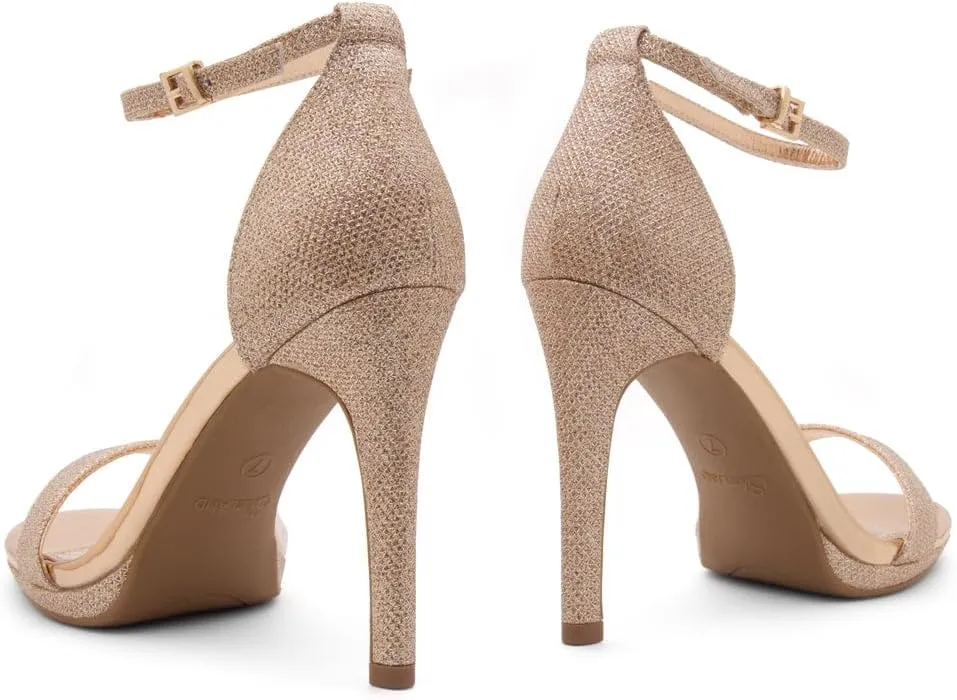 Shoe Land Women’s High Heels – Open Toe Stiletto Heels with Adjustable Ankle Strap | Dressy Sexy Strappy Heeled Sandals for Wedding, Prom, Party & Evening Wear