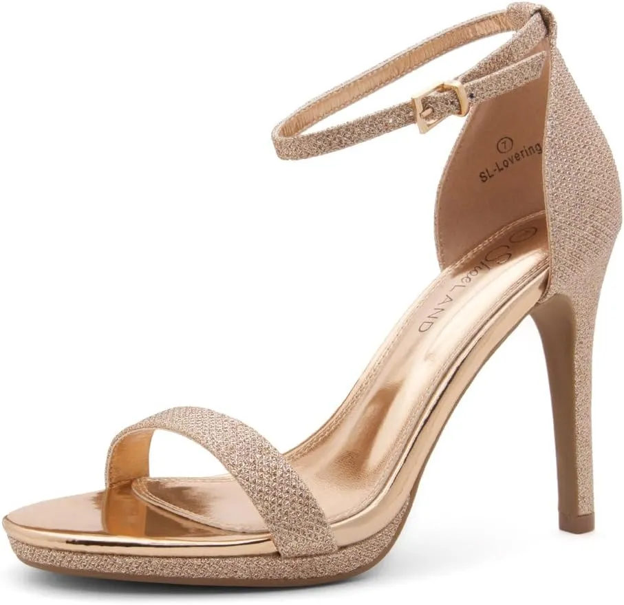 Shoe Land Women’s High Heels – Open Toe Stiletto Heels with Adjustable Ankle Strap | Dressy Sexy Strappy Heeled Sandals for Wedding, Prom, Party & Evening Wear