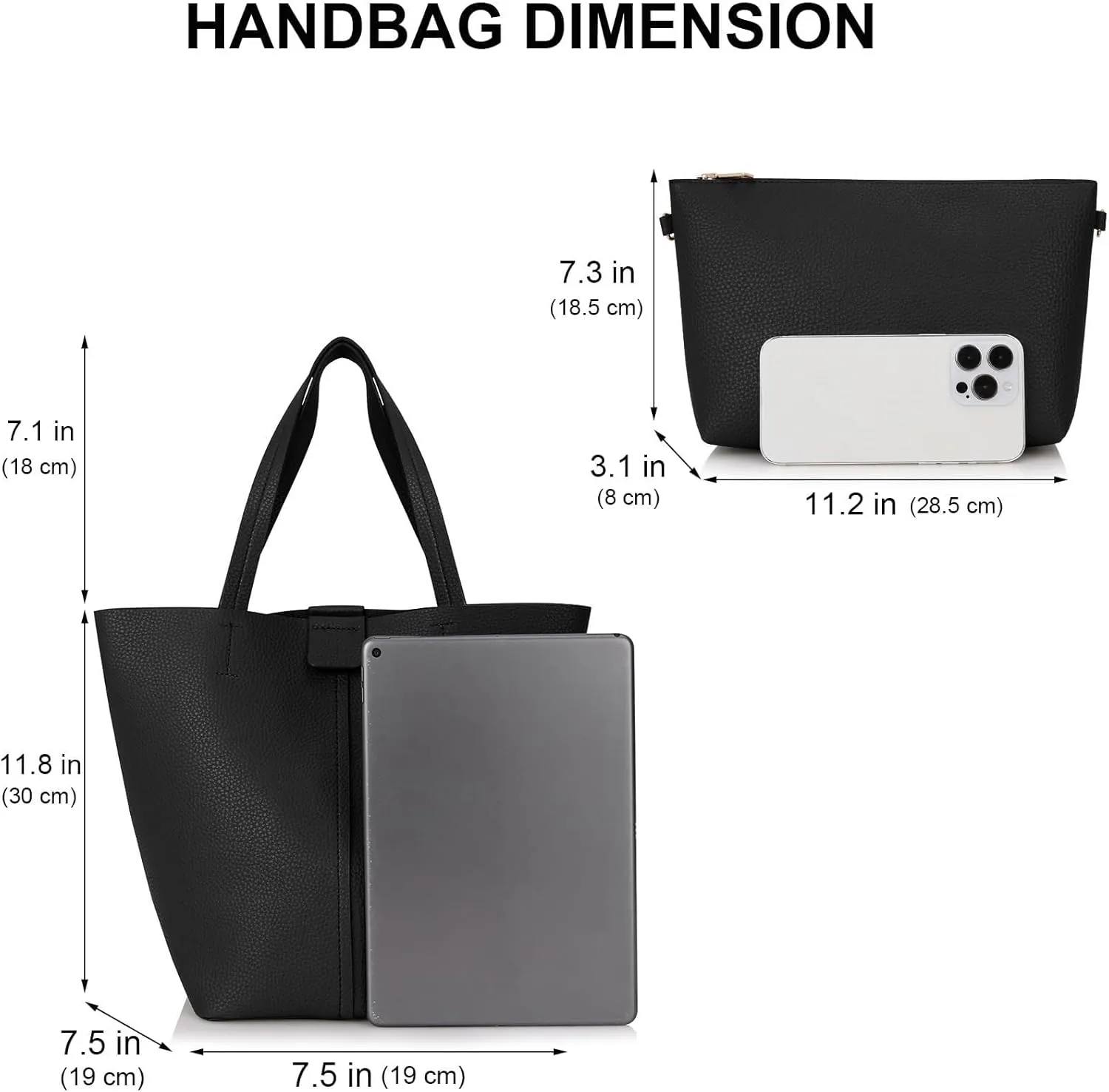 Shoulder Bag Women's 2 Piece Bucket Bag Set Soft Leather Tote & Crossbody Purse with Slouchy Hobo