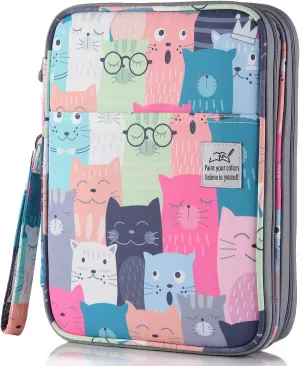 Shulaner Colored Pencil Case Slot Holds 192 Pencils or 144 Gel Pens with Zipper Closure Large Capacity Polyester Pen Organizer for Marker Watercolor Coloring Pencil Gel Pen