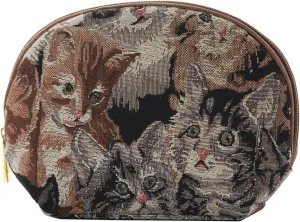 Signare Tapestry Cosmetic Bag Toiletry Makeup Bag for Women With Cat Design (COSM-CAT)