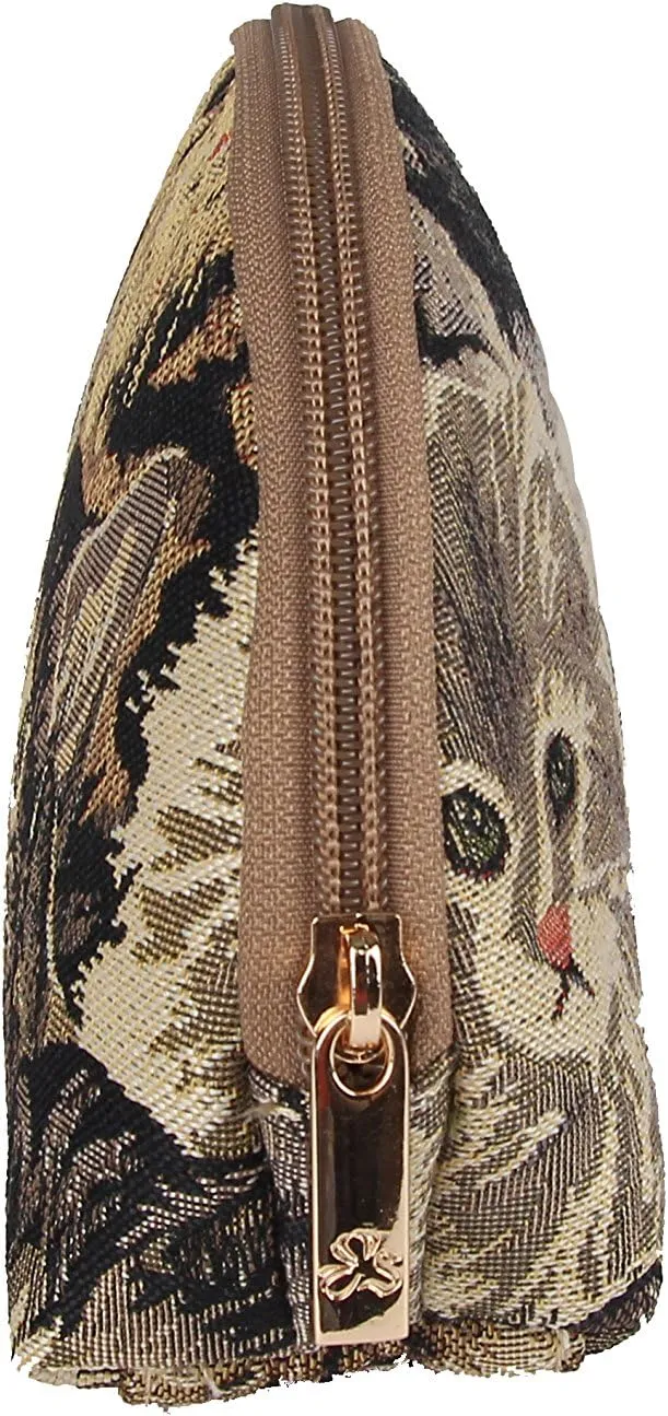Signare Tapestry Cosmetic Bag Toiletry Makeup Bag for Women With Cat Design (COSM-CAT)
