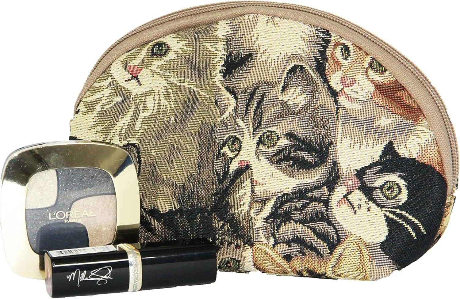 Signare Tapestry Cosmetic Bag Toiletry Makeup Bag for Women With Cat Design (COSM-CAT)