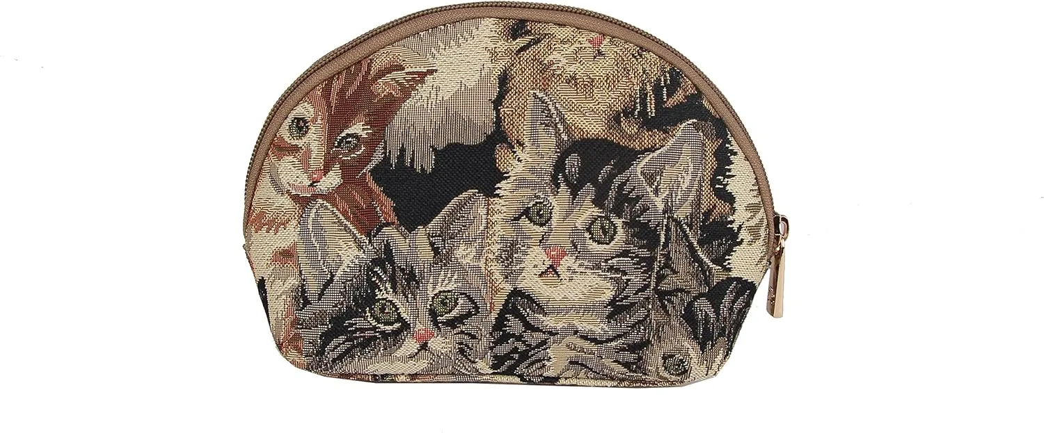 Signare Tapestry Cosmetic Bag Toiletry Makeup Bag for Women With Cat Design (COSM-CAT)
