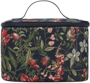 Signare Tapestry Toiletry Bag Makeup Organise bag for Women in Morning Garden Black Design (TOIL-MGDBK)