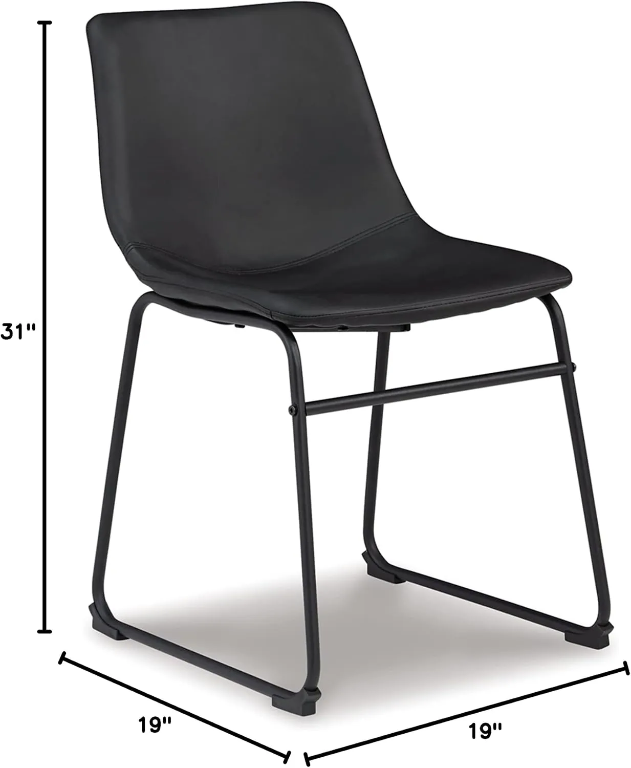 Signature Design by Ashley Centiar Mid Century Dining Room Bucket Chair, 2 Count, Black