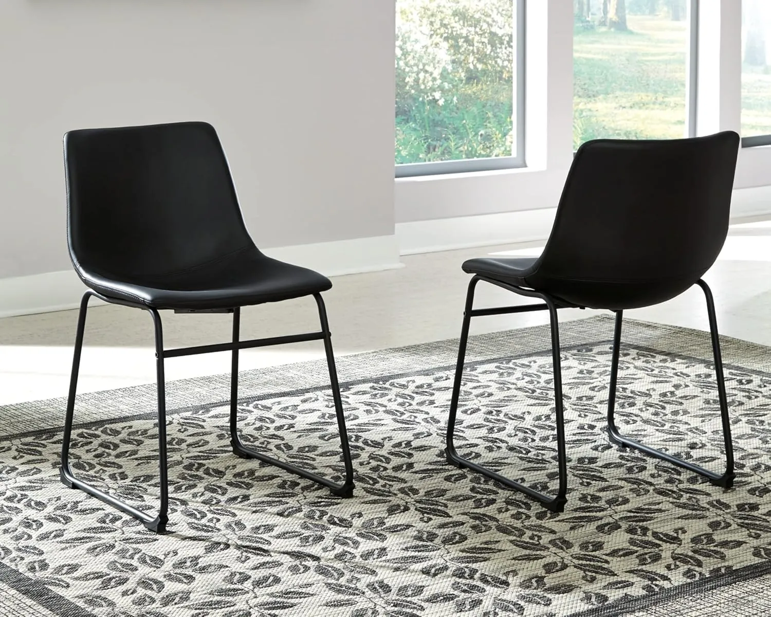 Signature Design by Ashley Centiar Mid Century Dining Room Bucket Chair, 2 Count, Black