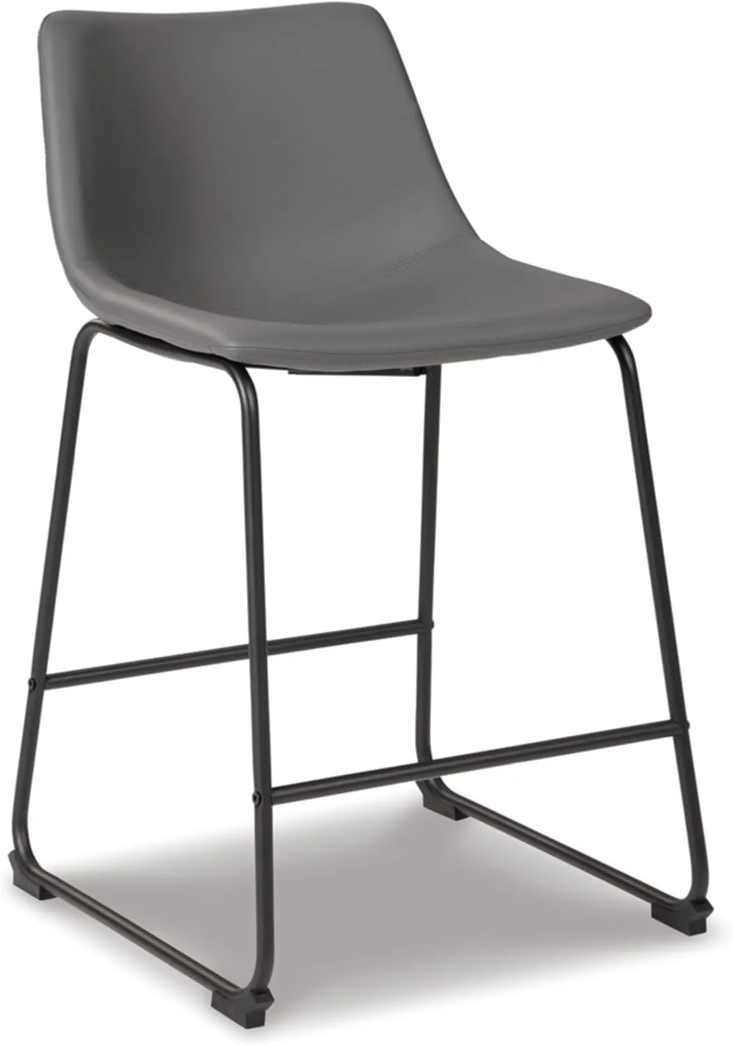 Signature Design by Ashley Centiar Modern Faux Leather 23.75" Counter Height Bucket Seat Barstool, Set of 2, Gray