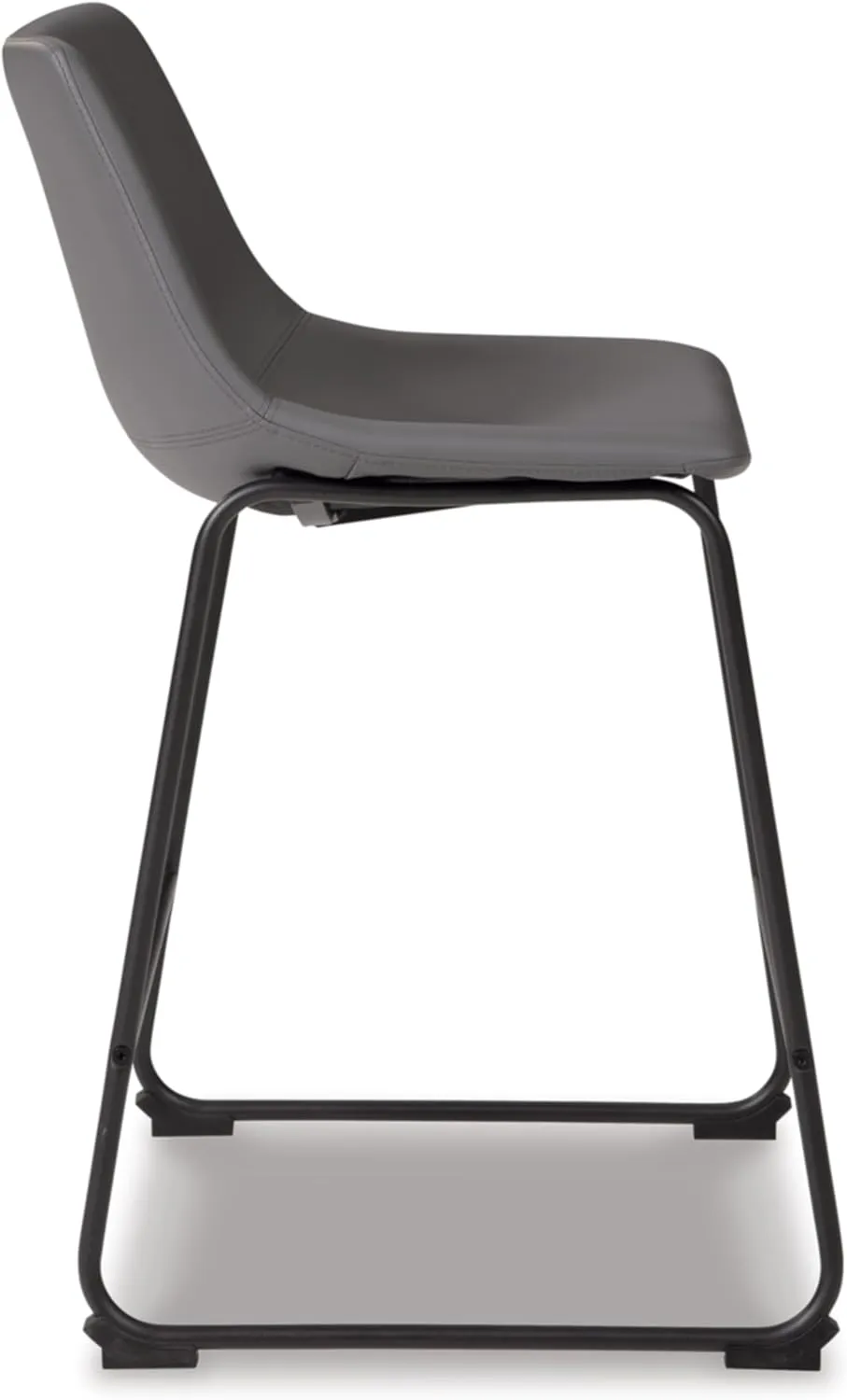Signature Design by Ashley Centiar Modern Faux Leather 23.75" Counter Height Bucket Seat Barstool, Set of 2, Gray