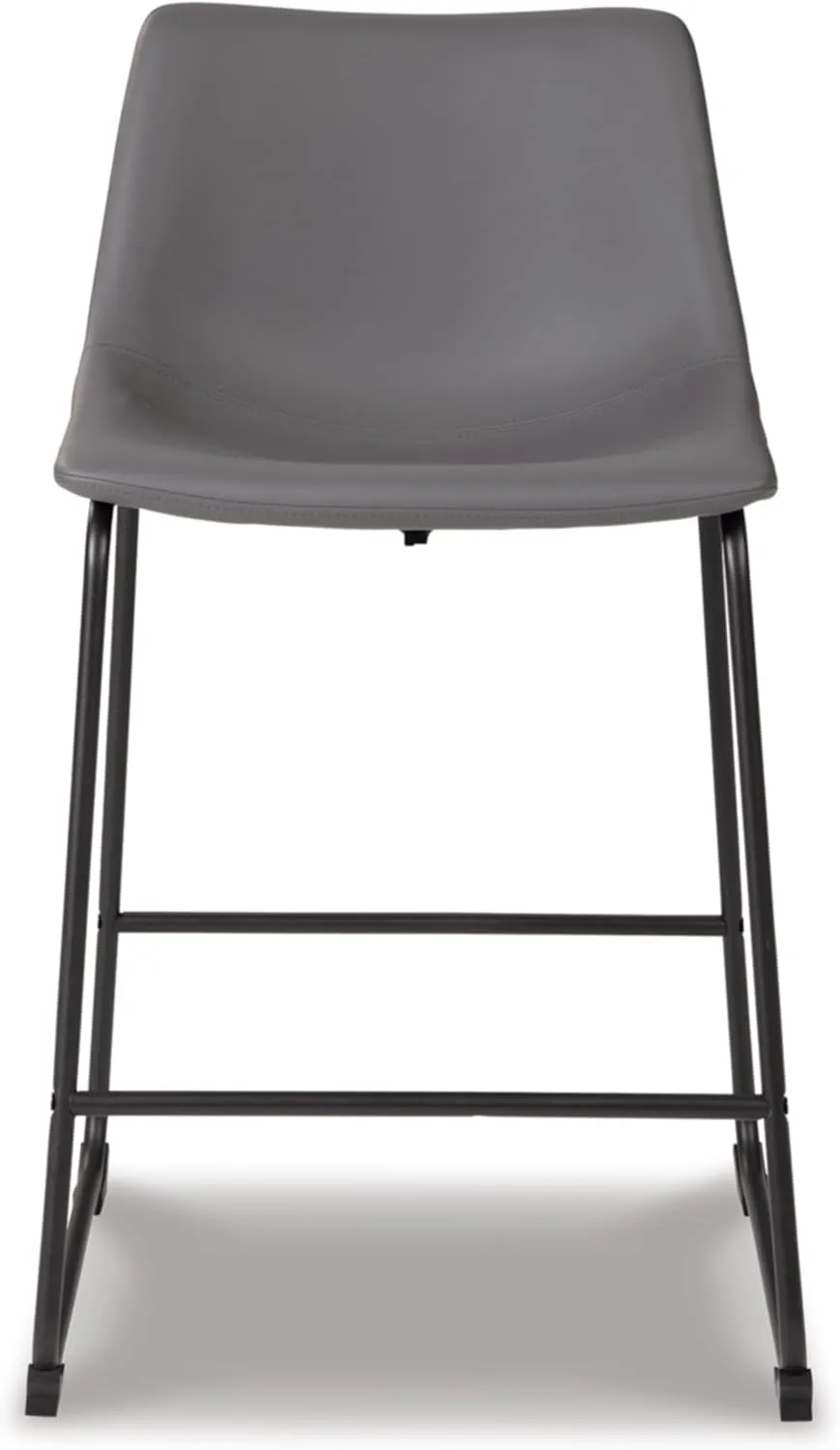 Signature Design by Ashley Centiar Modern Faux Leather 23.75" Counter Height Bucket Seat Barstool, Set of 2, Gray