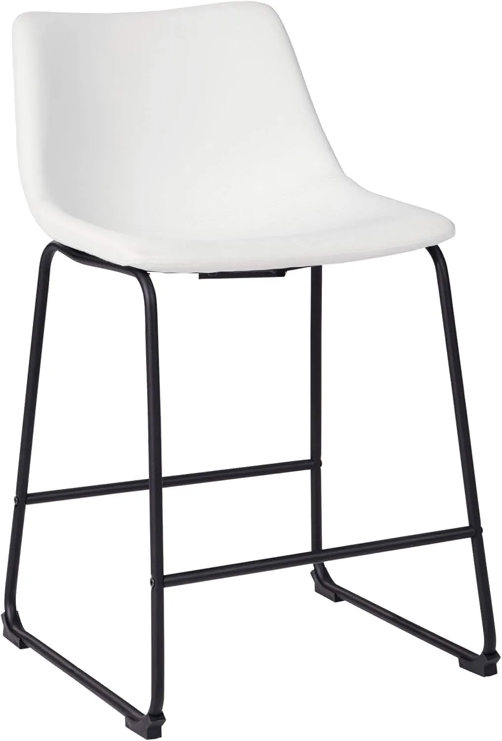 Signature Design by Ashley Centiar Modern Faux Leather 23.75" Counter Height Bucket Seat Barstool, Set of 2, White