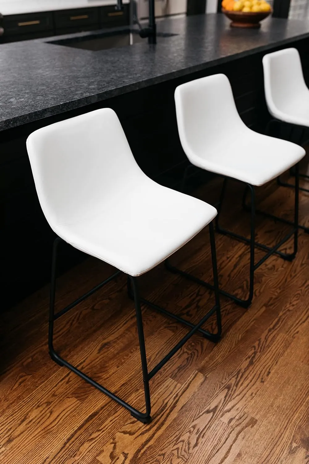 Signature Design by Ashley Centiar Modern Faux Leather 23.75" Counter Height Bucket Seat Barstool, Set of 2, White