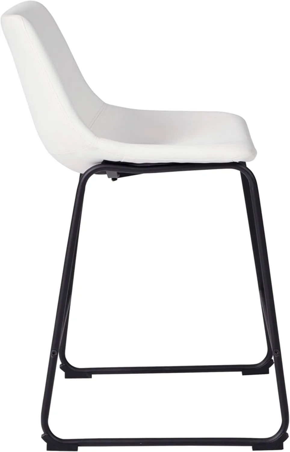 Signature Design by Ashley Centiar Modern Faux Leather 23.75" Counter Height Bucket Seat Barstool, Set of 2, White