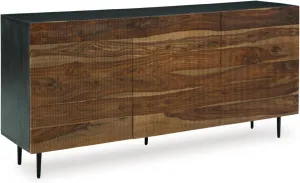 Signature Design by Ashley Darrey Contemporary 3-Door Accent Cabinet with 2 Shelves and Cord Management, Black & Dark Brown