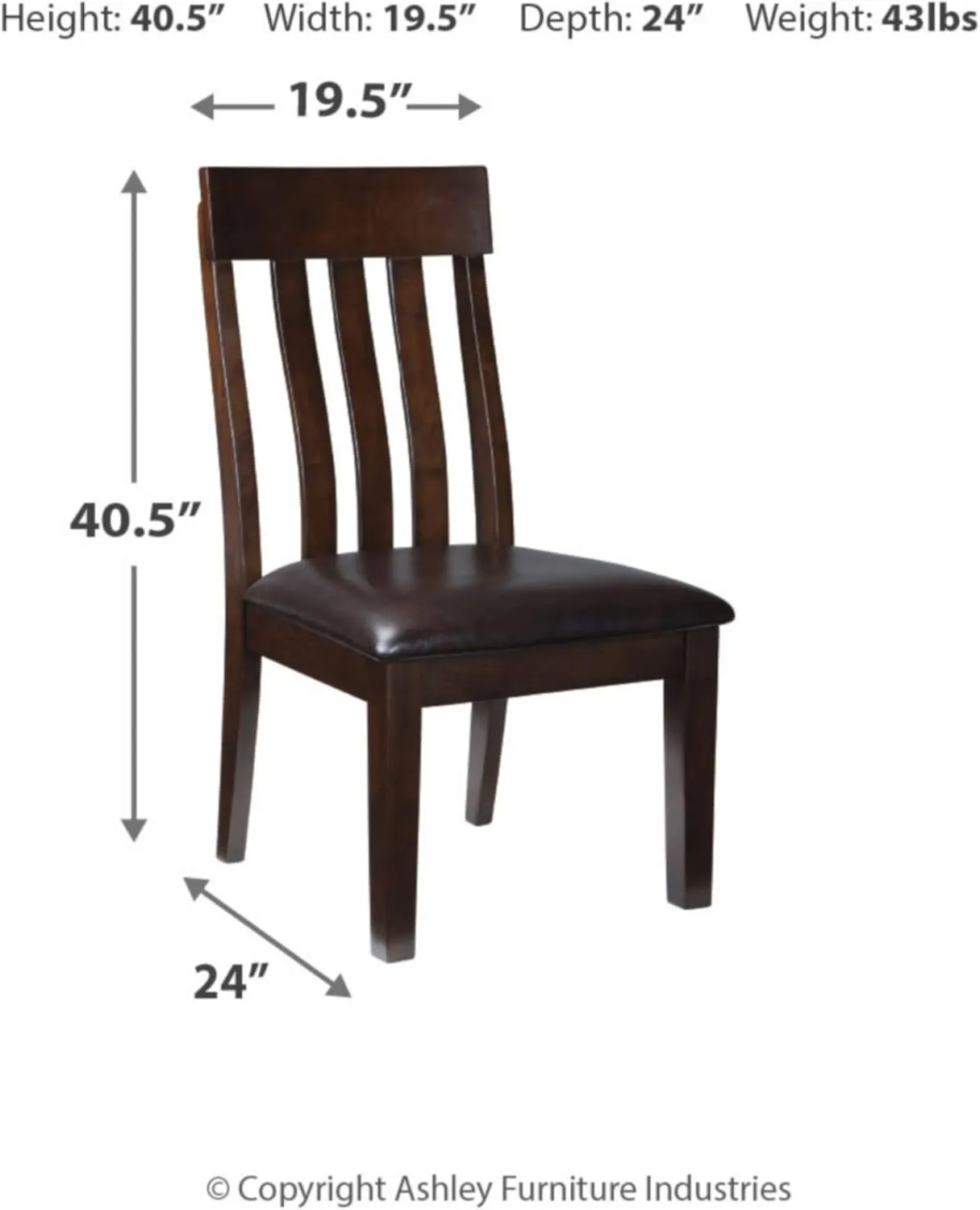 Signature Design by Ashley Haddigan Faux Leather Cushioned Rake Back Dining Chair, 2 Count, Dark Brown