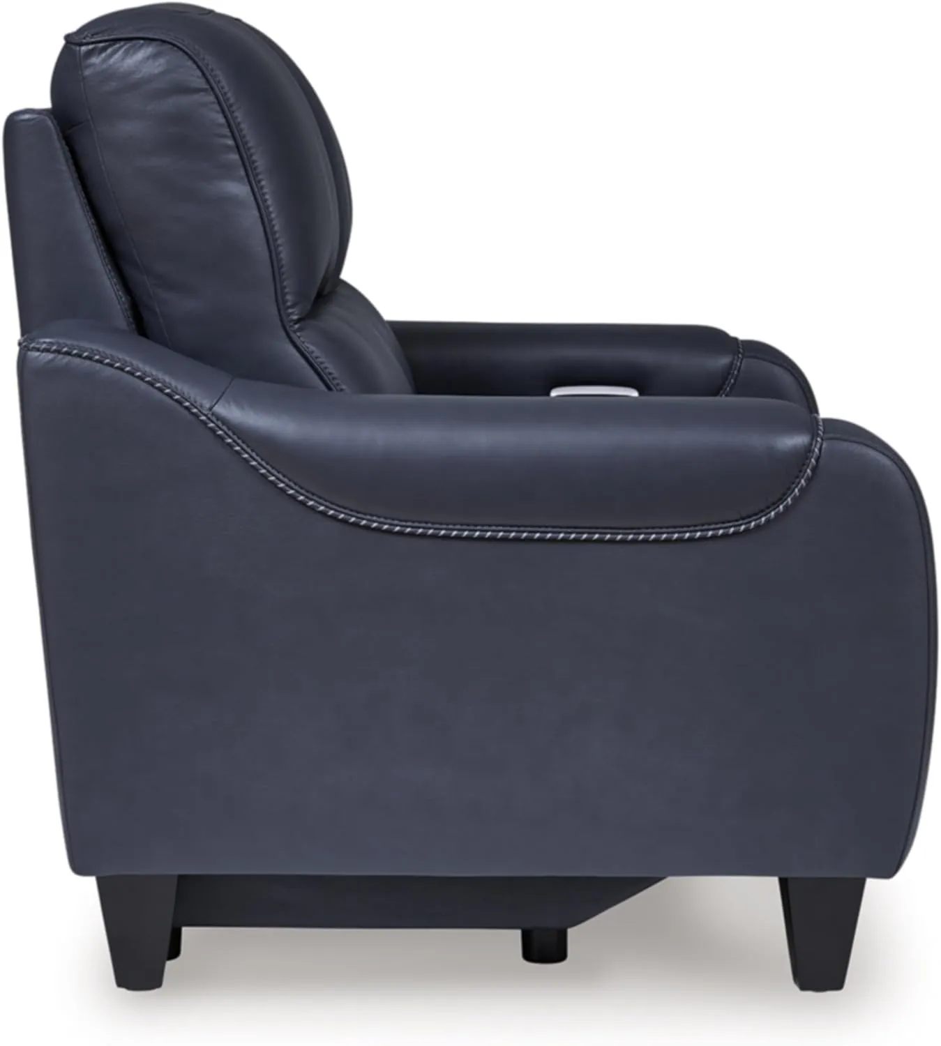 Signature Design by Ashley Mercomatic Contemporary Leather Match Wall Hugger Power Reclining Loveseat with Adjustable Headrest and USB Ports, Blue