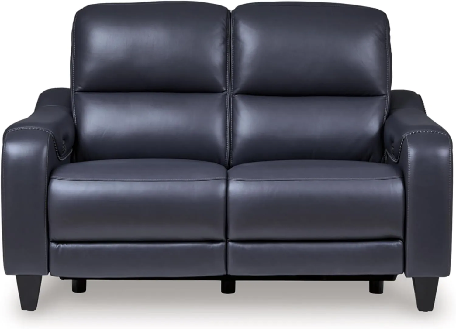 Signature Design by Ashley Mercomatic Contemporary Leather Match Wall Hugger Power Reclining Loveseat with Adjustable Headrest and USB Ports, Blue