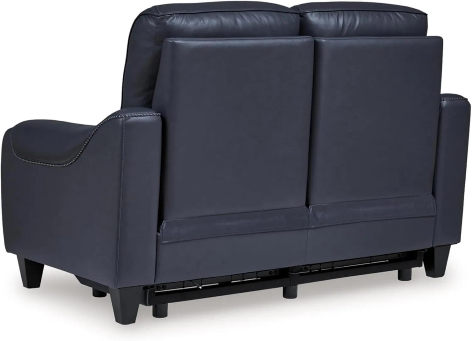 Signature Design by Ashley Mercomatic Contemporary Leather Match Wall Hugger Power Reclining Loveseat with Adjustable Headrest and USB Ports, Blue