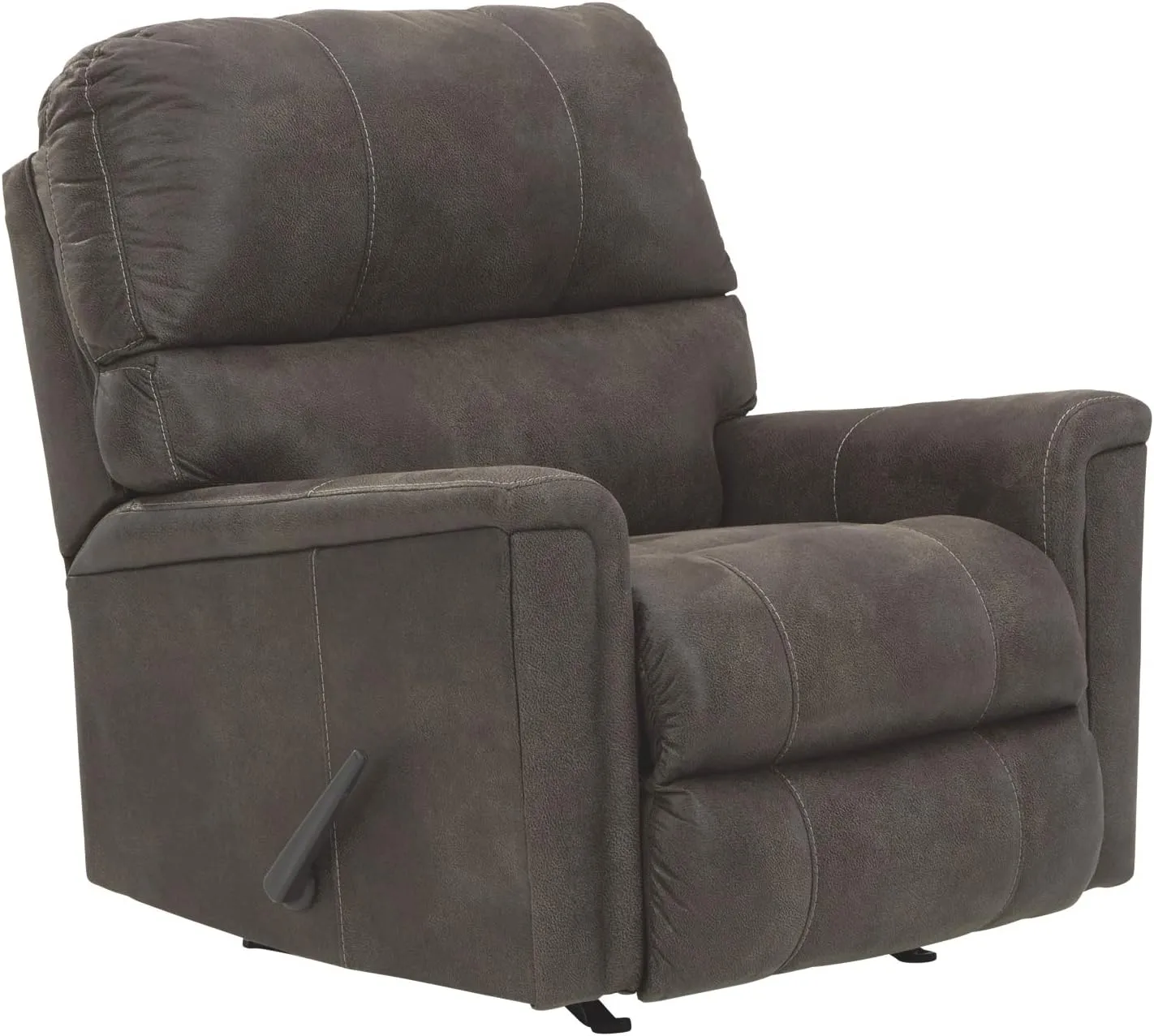Signature Design by Ashley Navi Traditional Faux Leather Manual Rocker Recliner, Gray