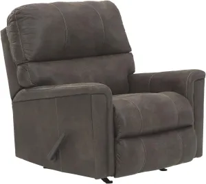 Signature Design by Ashley Navi Traditional Faux Leather Manual Rocker Recliner, Gray