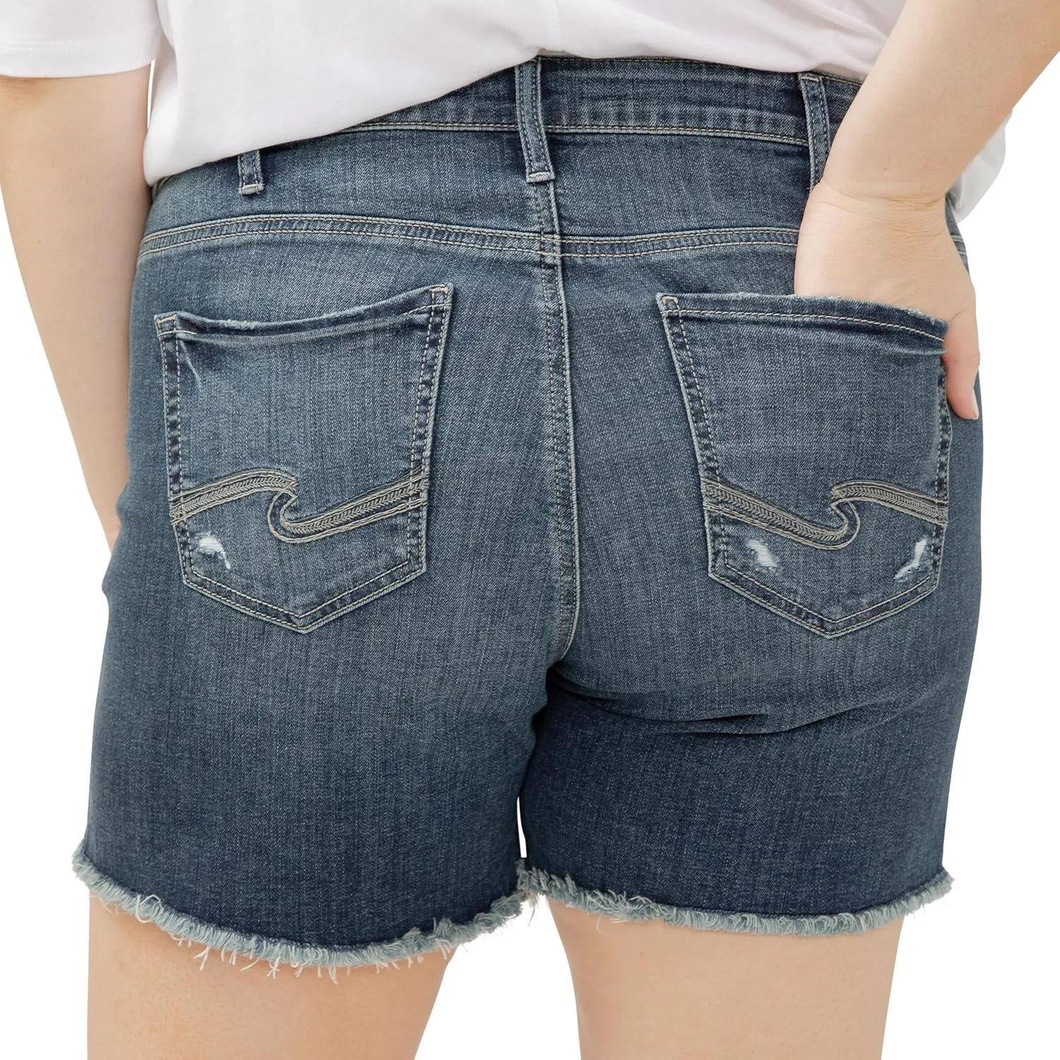 Silver Jeans Co. Women's Plus Size Suki Mid Rise Curvy Fit Short