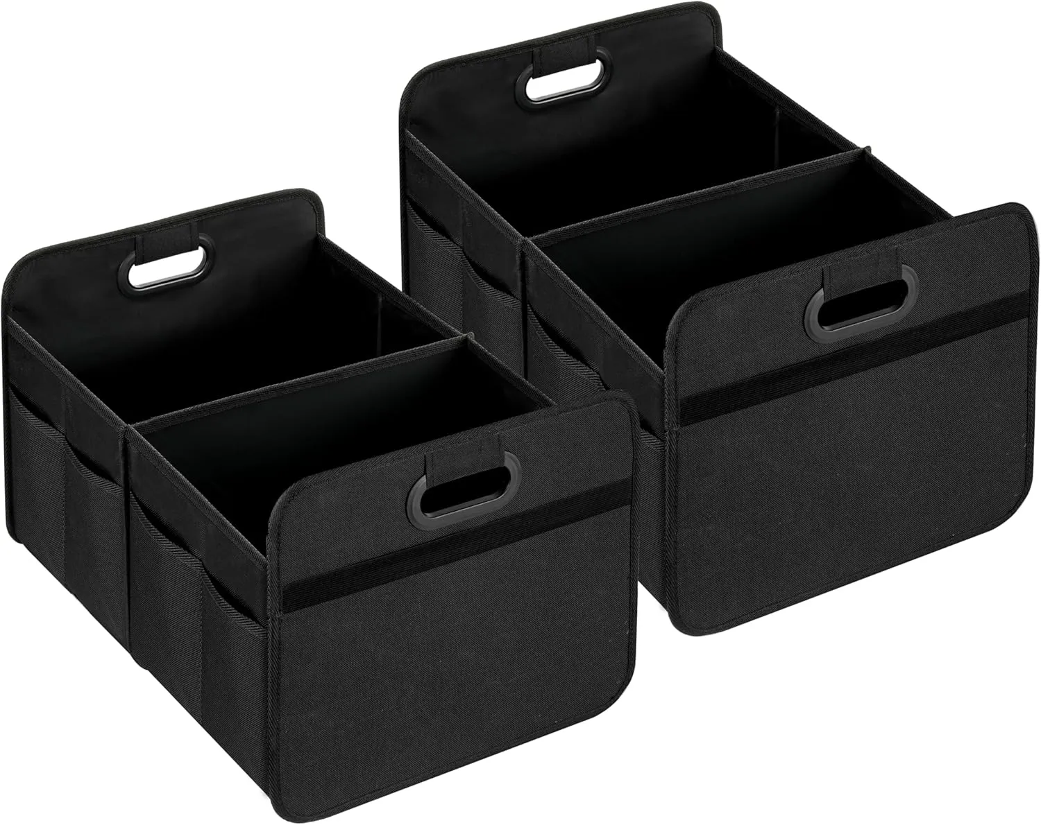 Simple Deluxe Car Trunk Organizer, 2 Compartments Suv Trunk Storage Organizer with Large Capacity Waterproof Collapsible Anti-slip Design, for Car Suv/Jeep/Sedan, Standard Size, Black, 2 Pack
