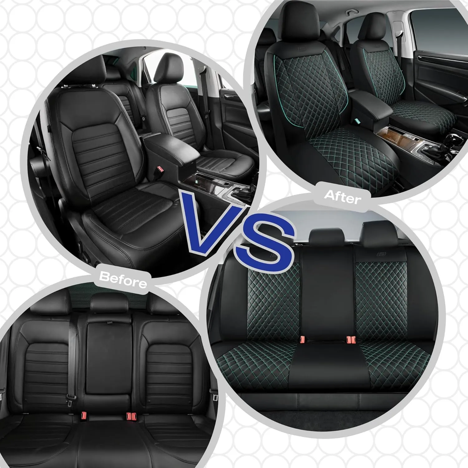 Skechers Car Seat Covers,Piping Luxury Faux Seat Covers,Waterproof Anti Slip Car Seat Protector Full Set,Car Accessories Airbag Universal Fit for Most Cars,Vans,Trucks,SUV,Mint