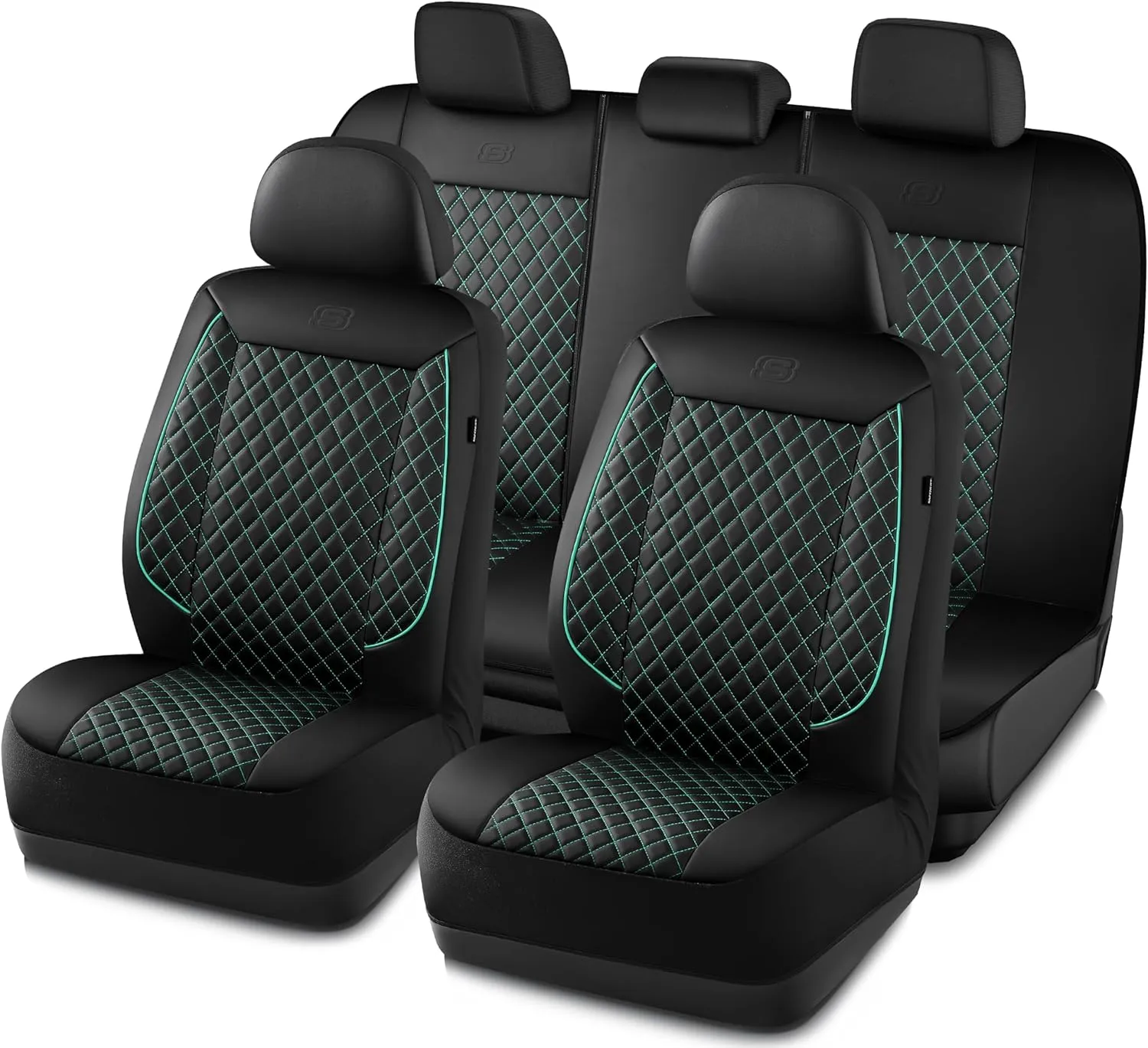 Skechers Car Seat Covers,Piping Luxury Faux Seat Covers,Waterproof Anti Slip Car Seat Protector Full Set,Car Accessories Airbag Universal Fit for Most Cars,Vans,Trucks,SUV,Mint