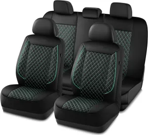 Skechers Car Seat Covers,Piping Luxury Faux Seat Covers,Waterproof Anti Slip Car Seat Protector Full Set,Car Accessories Airbag Universal Fit for Most Cars,Vans,Trucks,SUV,Mint