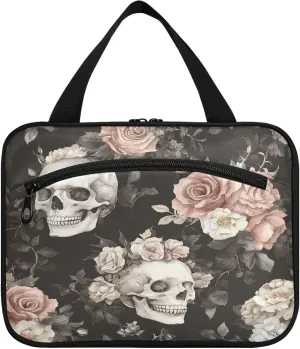 Skull with Colorful Flowers Travel Toiletry Bag for Women & men Hanging Portable Toiletry Bag Large Capacity Travel Bag for Hold Cosmetics Skin Care Products Toiletries Medium