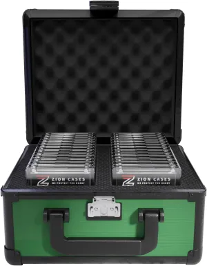 Slab Case 2 Row Color Rush; Fits PSA, BGS, HGA, CSG Graded Trading Card Slabs; Ideal Travel Storage Solution; (Lime Green)