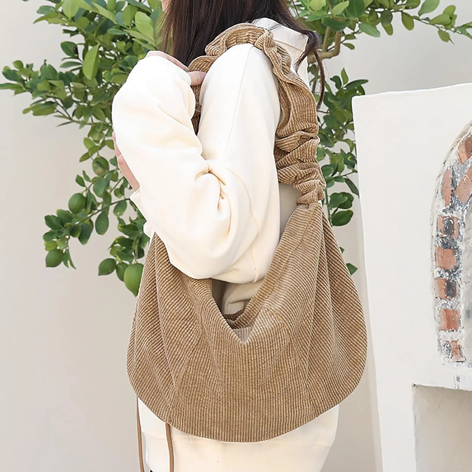 Sling Bag for Women Crossbody Bag Corduroy Underarm Bag with Zipper Satchel Purse Shoulder Handbag Hobo Bag Travel