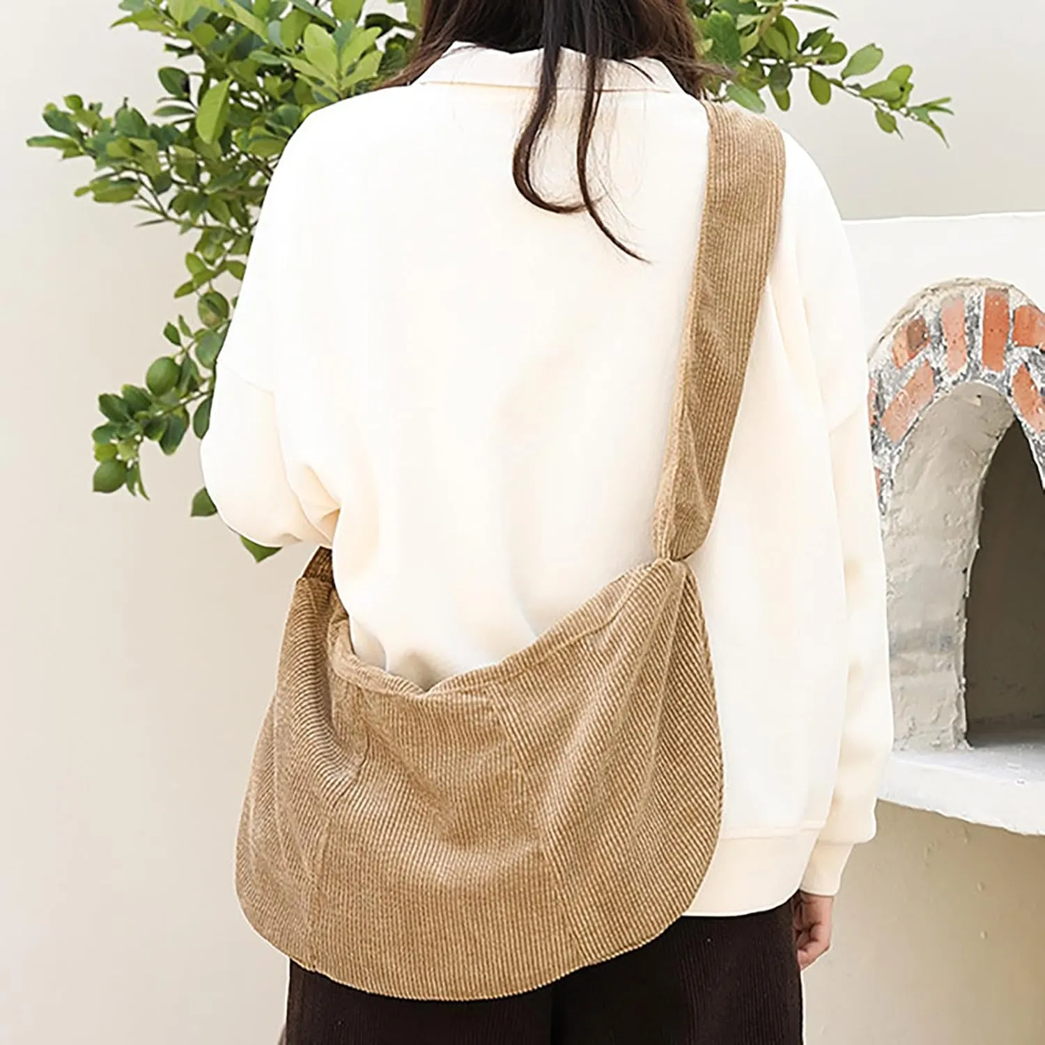 Sling Bag for Women Crossbody Bag Corduroy Underarm Bag with Zipper Satchel Purse Shoulder Handbag Hobo Bag Travel