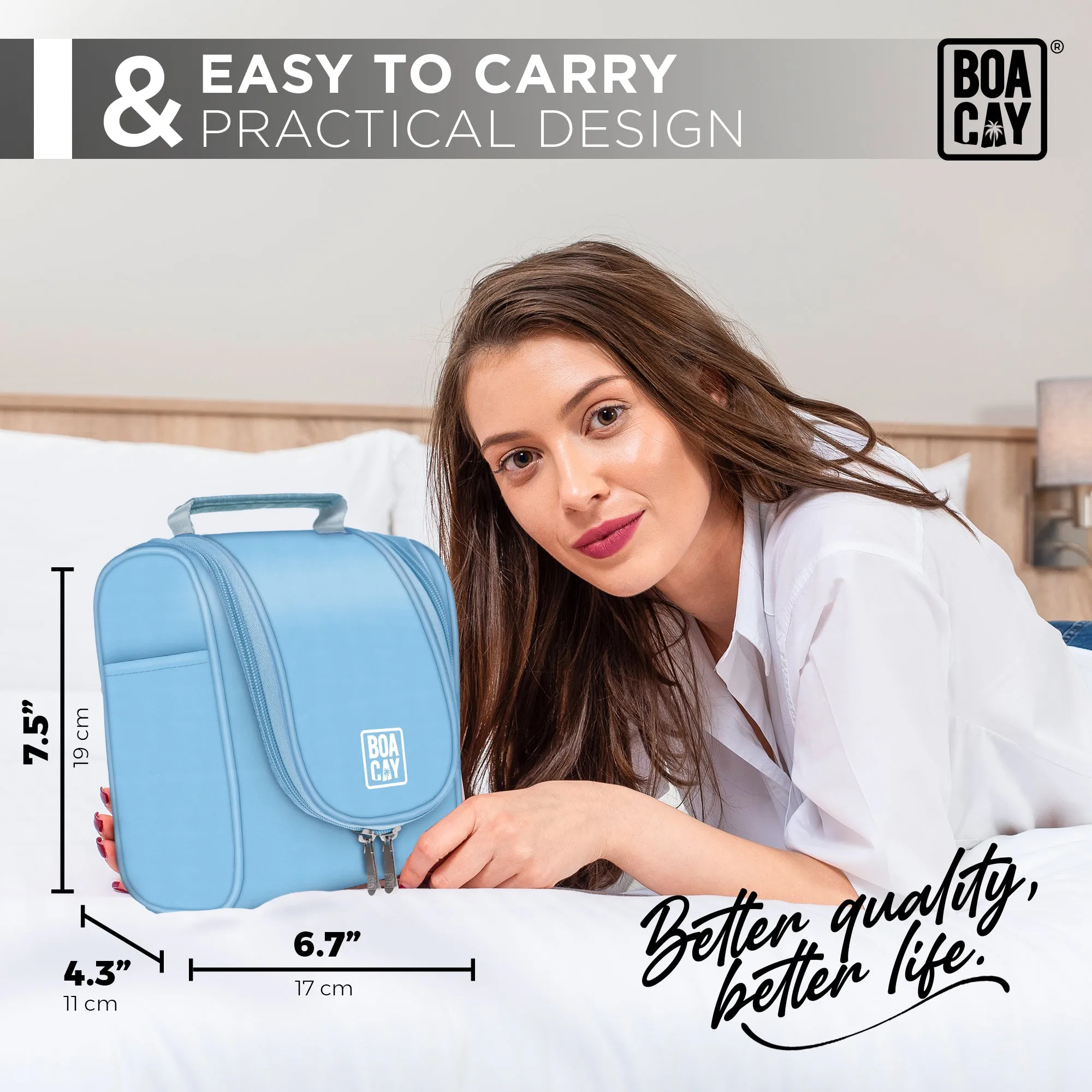 Small Collapsible Hanging Toiletry Bag - Baby Blue