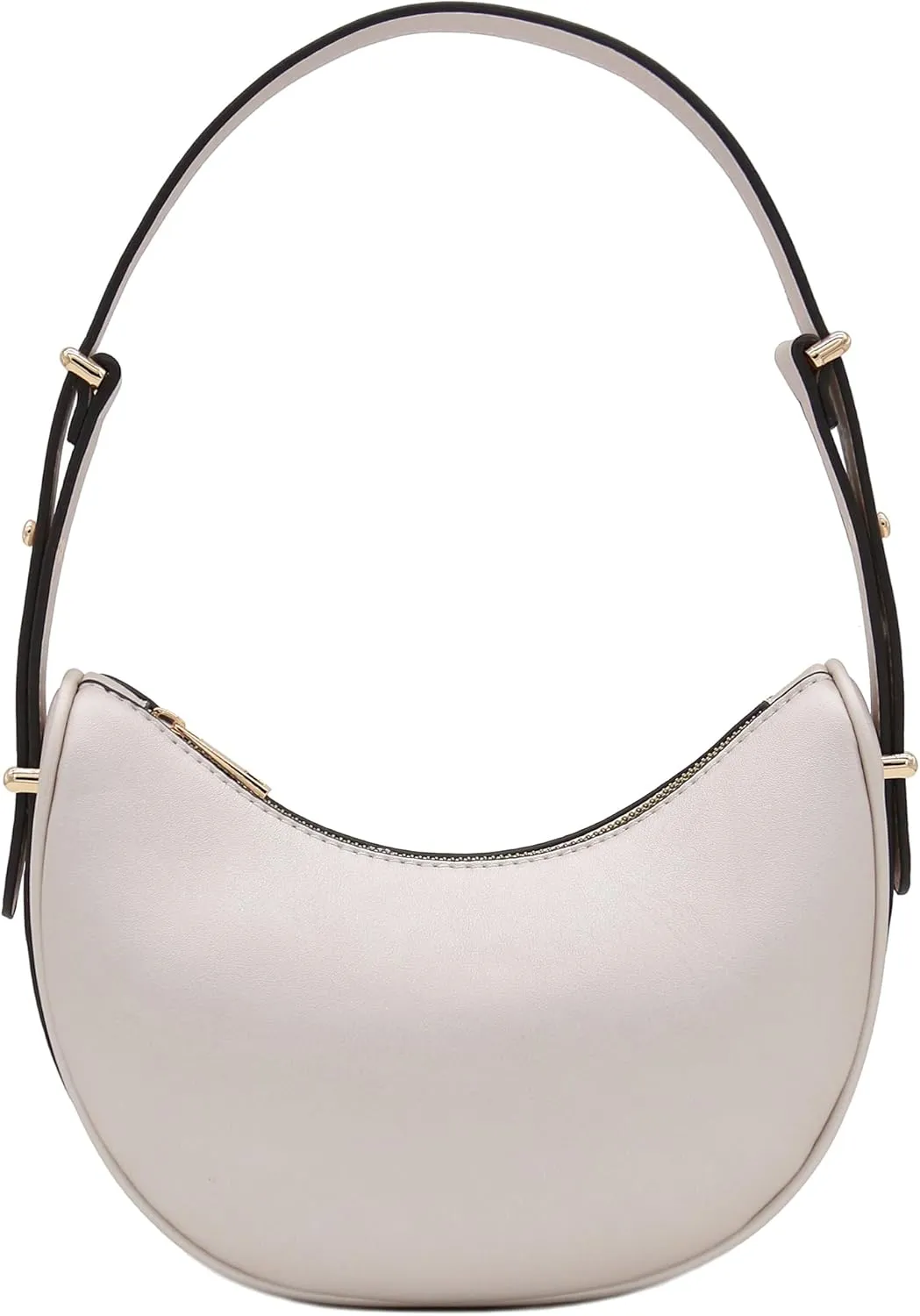 Small Crescent Smooth Faux Leather Underarm Shoulder Bag