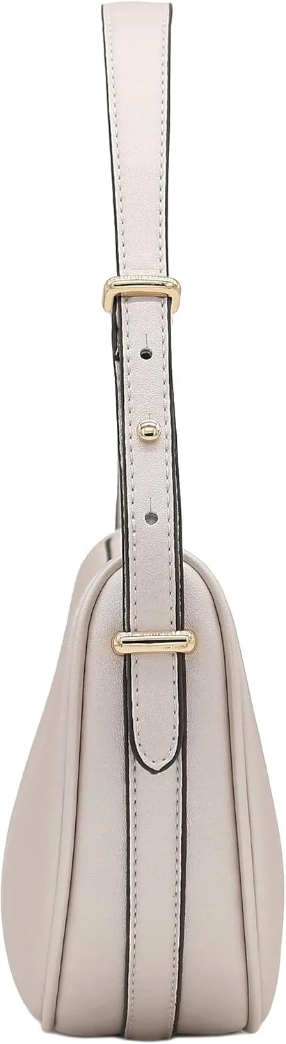 Small Crescent Smooth Faux Leather Underarm Shoulder Bag