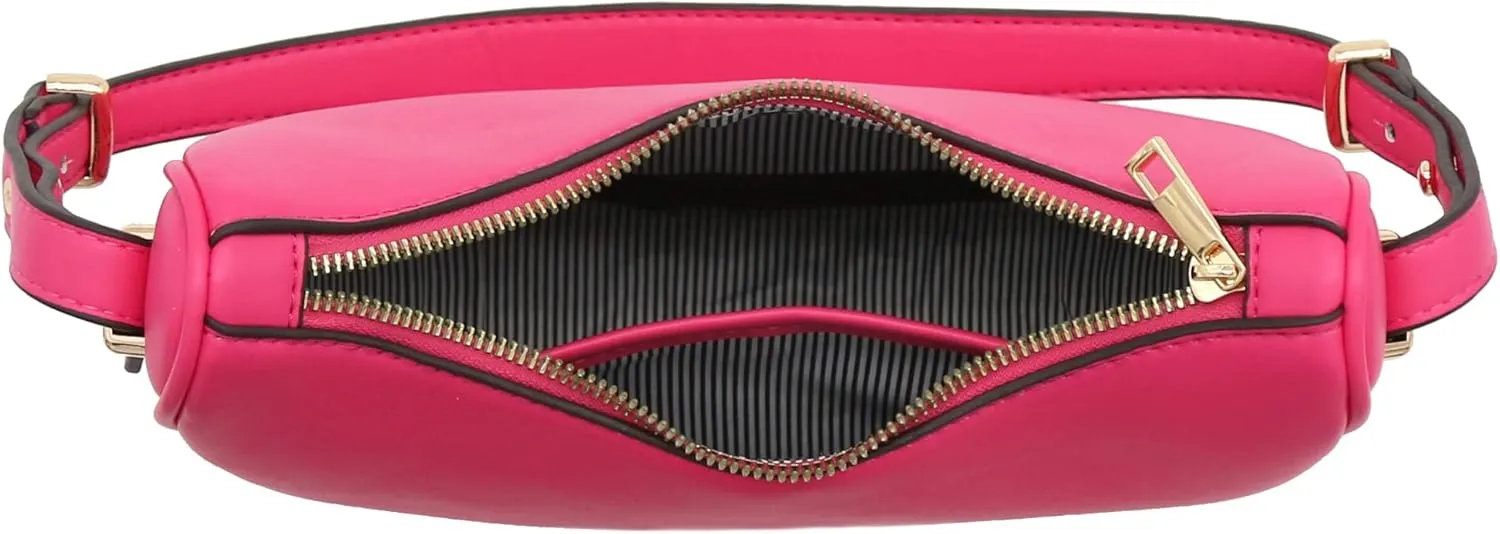 Small Crescent Smooth Faux Leather Underarm Shoulder Bag