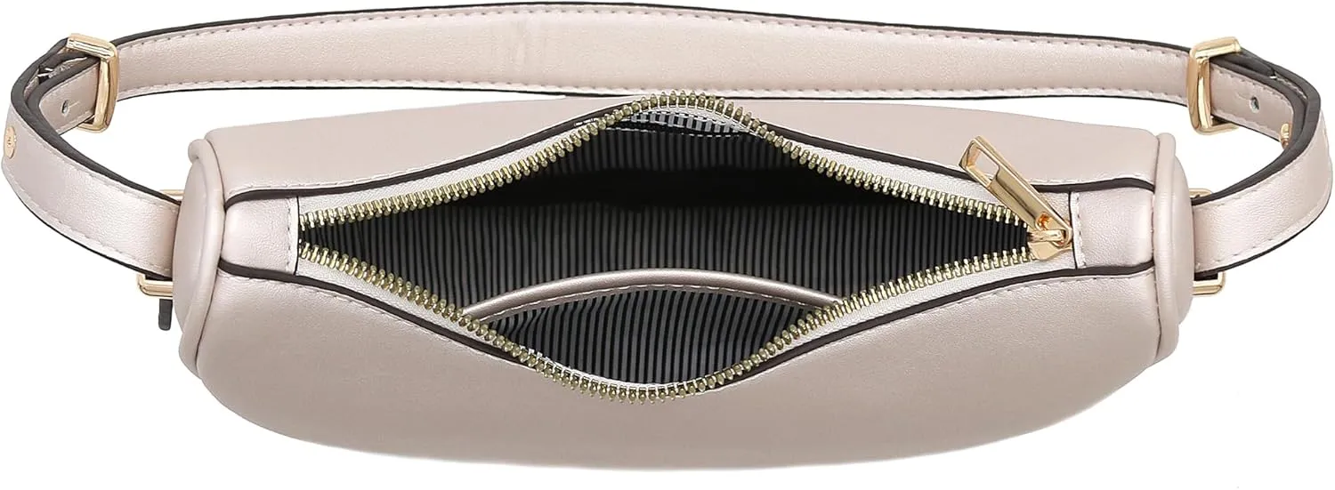 Small Crescent Smooth Faux Leather Underarm Shoulder Bag