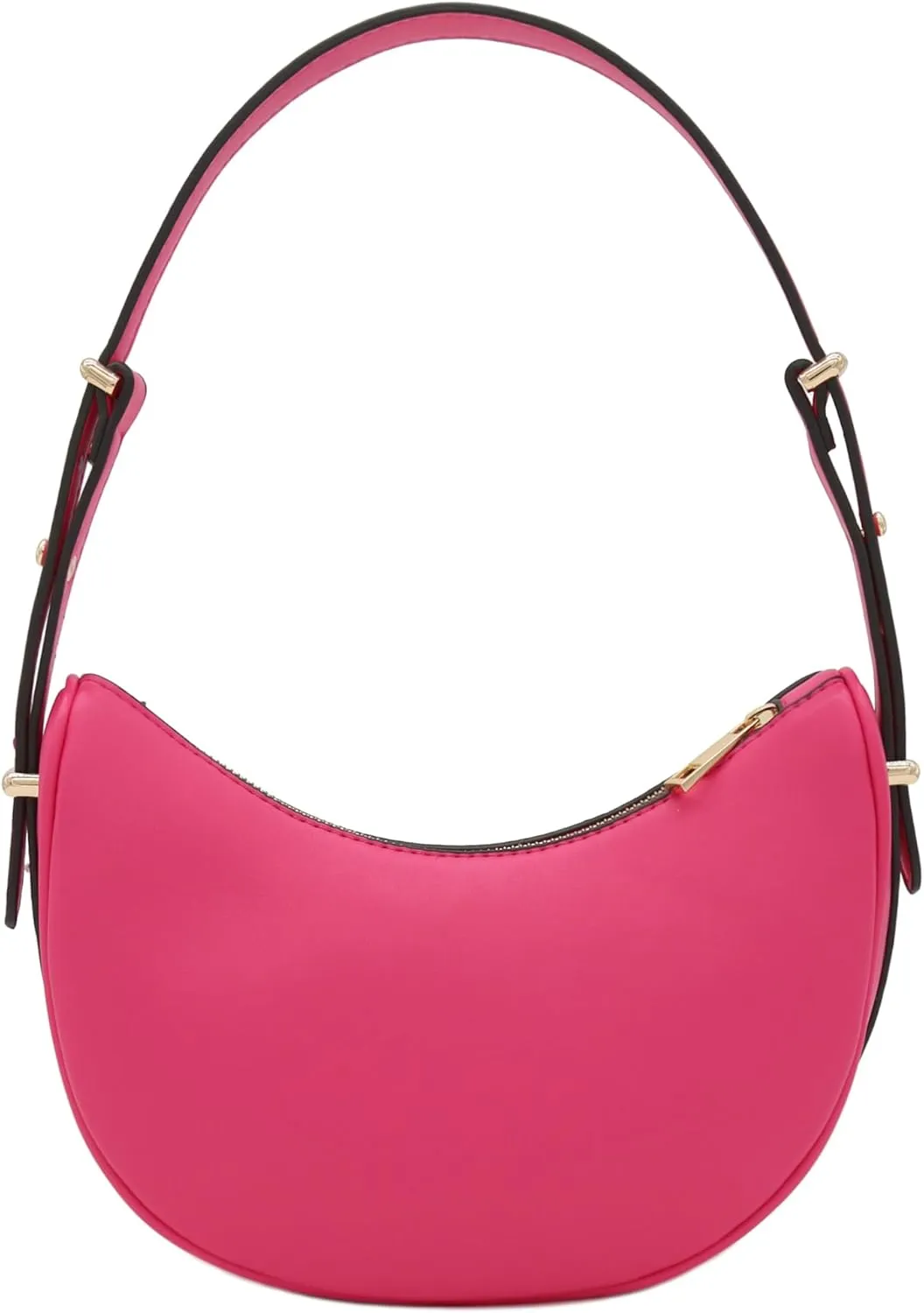 Small Crescent Smooth Faux Leather Underarm Shoulder Bag