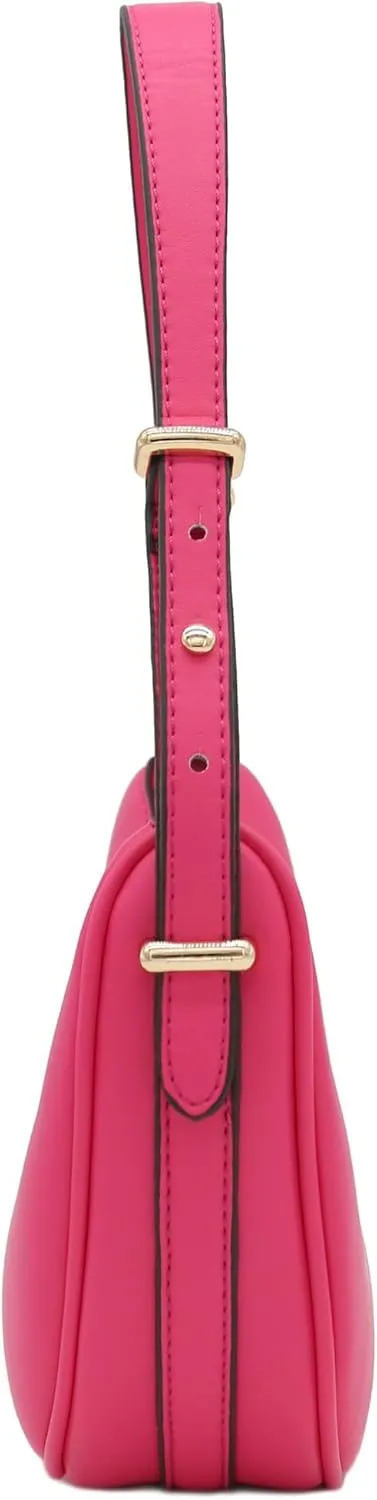 Small Crescent Smooth Faux Leather Underarm Shoulder Bag