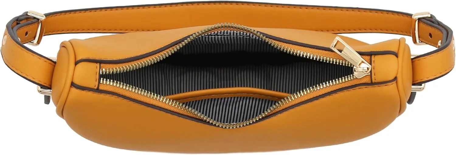 Small Crescent Smooth Faux Leather Underarm Shoulder Bag