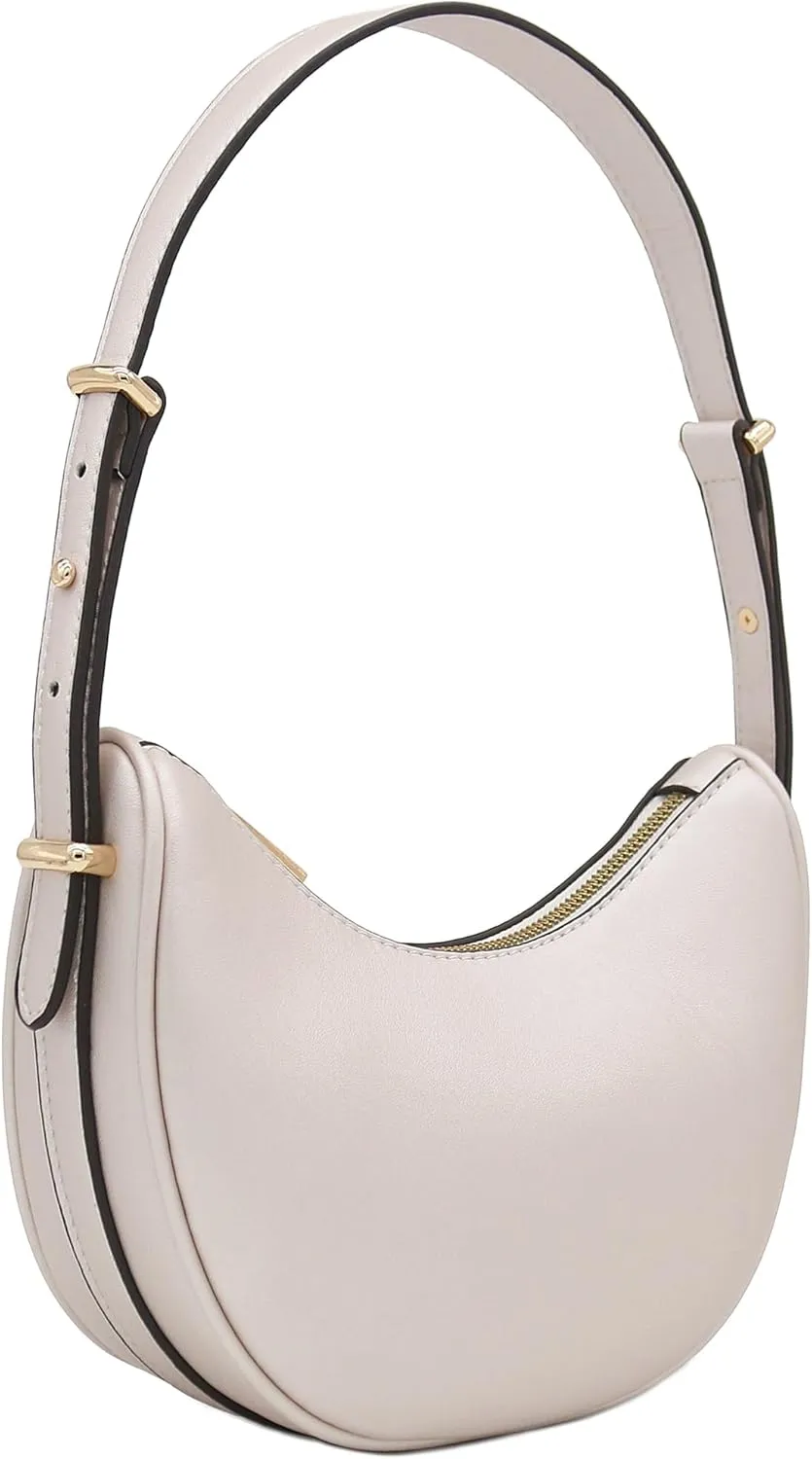 Small Crescent Smooth Faux Leather Underarm Shoulder Bag