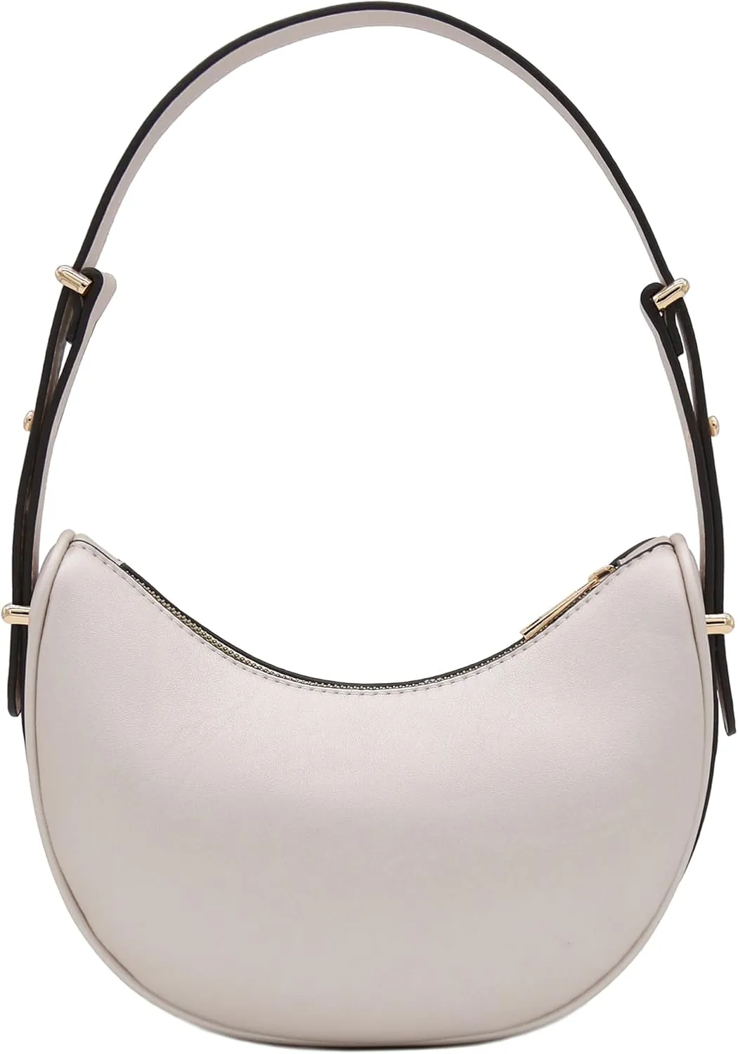Small Crescent Smooth Faux Leather Underarm Shoulder Bag