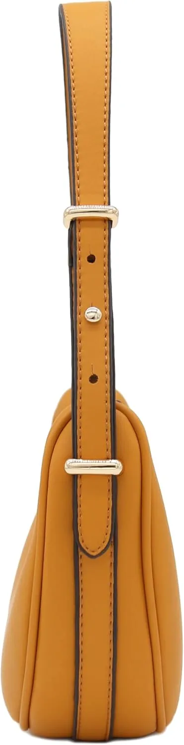 Small Crescent Smooth Faux Leather Underarm Shoulder Bag
