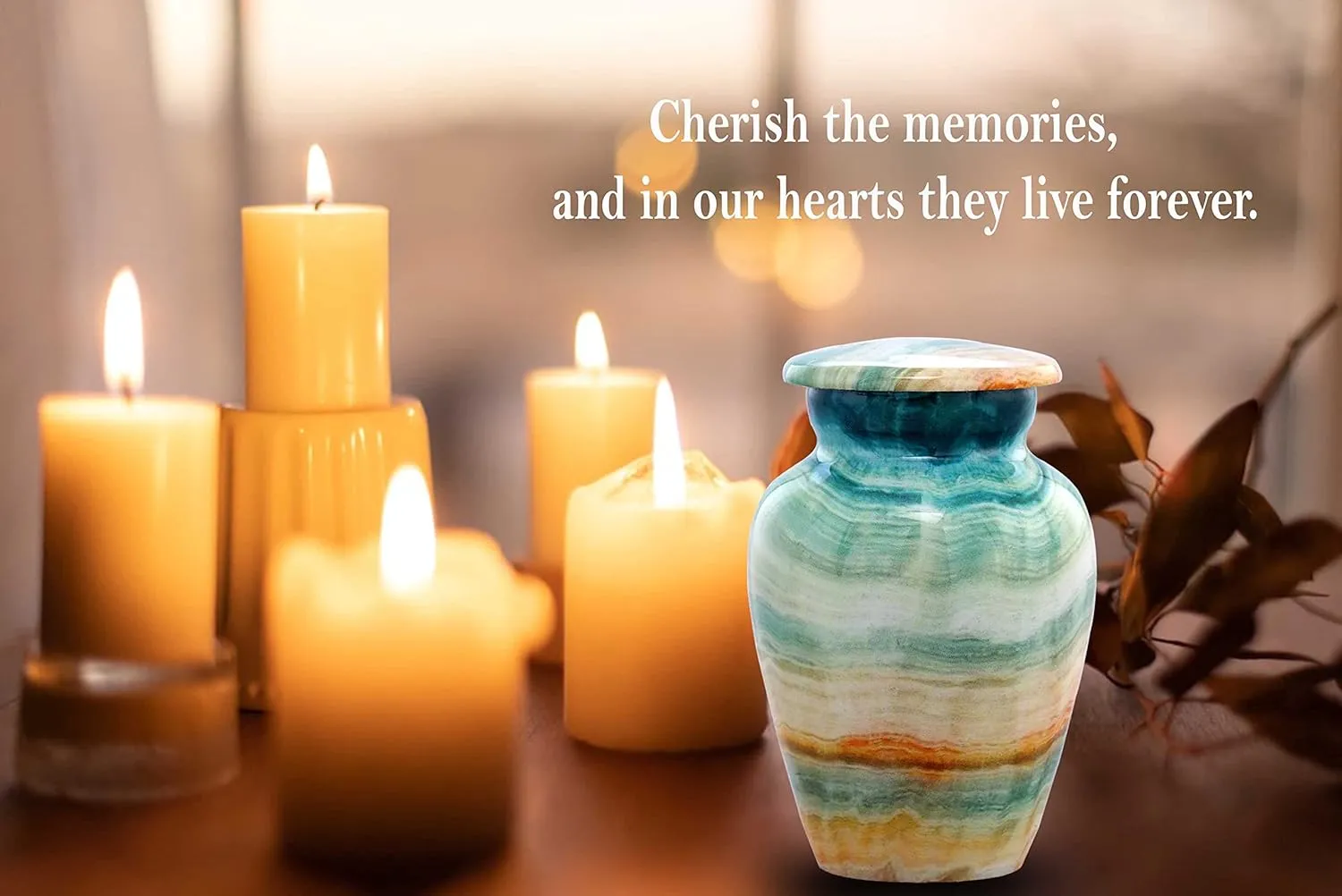 Small Keepsake Cremation Urns for Human Ashes - Marble Finish Metal Keepsake Urn - Mini Cremation Urn for Pet Ashes - Handcrafted Memorial Urn - Funeral Urns with Velvet Bag (Blue Marsh)