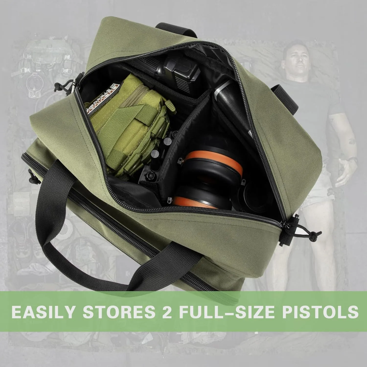 Small Range Bag For 2 Pistols Gun Range Bags For Handguns And Ammo Dual Pistol Handgun Revolver Hunting Bag Gun Carrying Case/Lockable Zippers