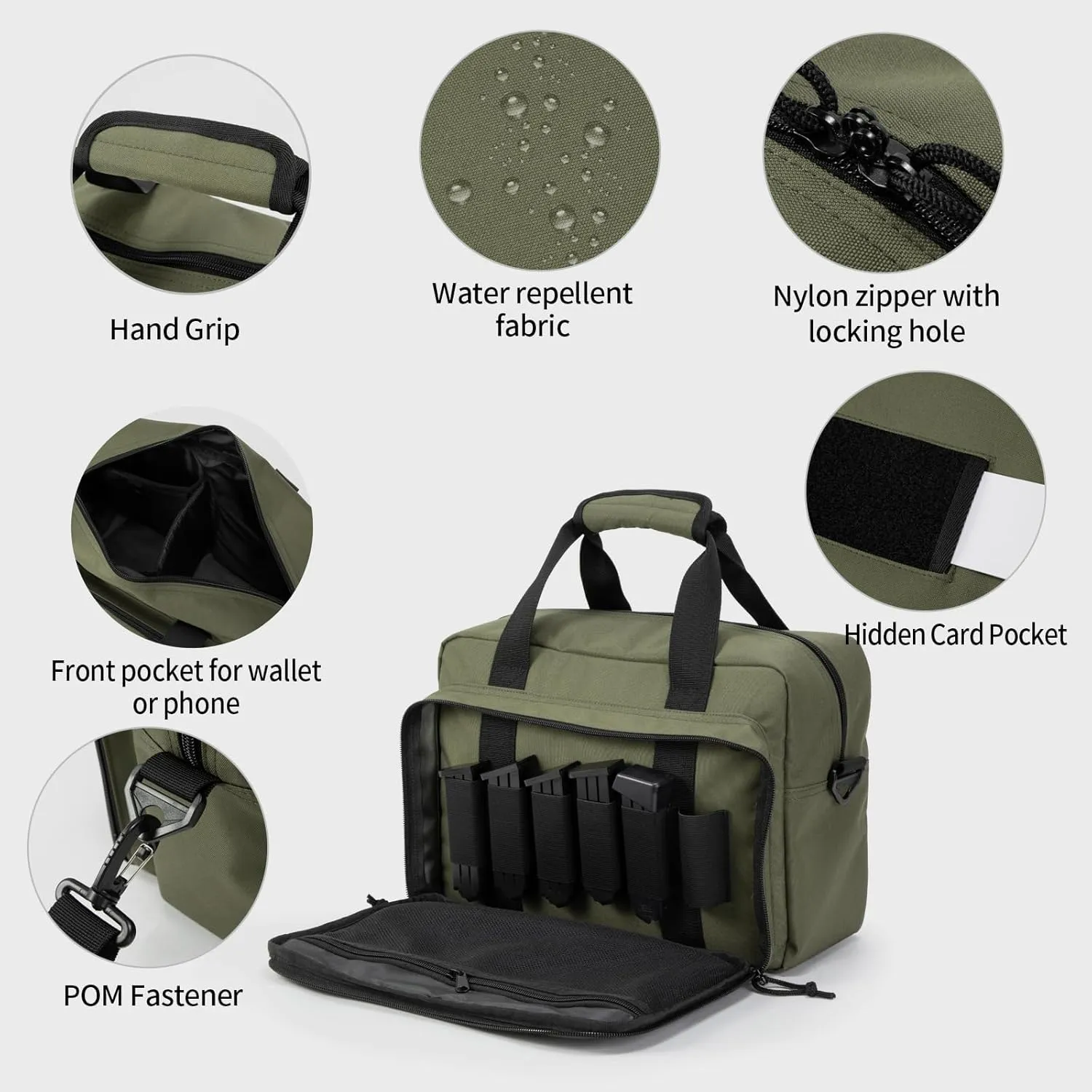 Small Range Bag For 2 Pistols Gun Range Bags For Handguns And Ammo Dual Pistol Handgun Revolver Hunting Bag Gun Carrying Case/Lockable Zippers