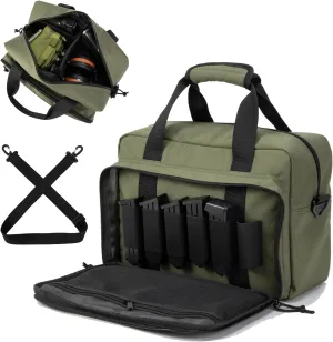 Small Range Bag For 2 Pistols Gun Range Bags For Handguns And Ammo Dual Pistol Handgun Revolver Hunting Bag Gun Carrying Case/Lockable Zippers